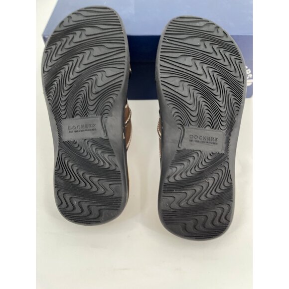 Dockers Sunland Slide Sandals Size 9W Dark Brown Open Toe Slip On Shoes